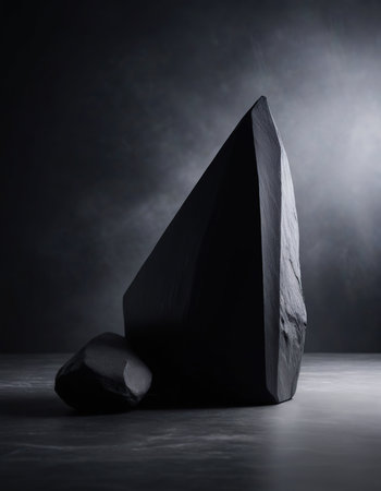 Black paper boat on a dark background with smoke. 3d renderingの素材