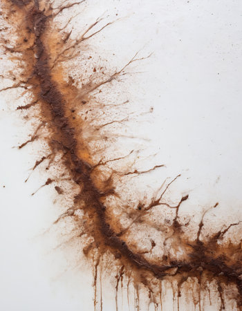 Coffee stains on a white background, close-up.の素材