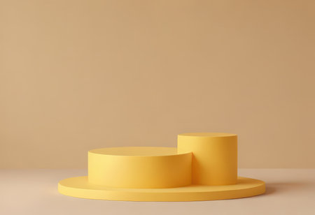 3d render of yellow podium for product presentation. Minimal design.の素材