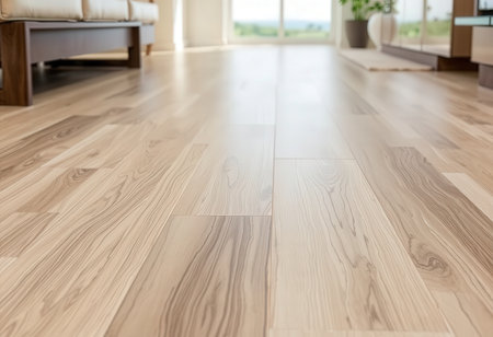 Laminate flooring in the living room of a modern houseの素材