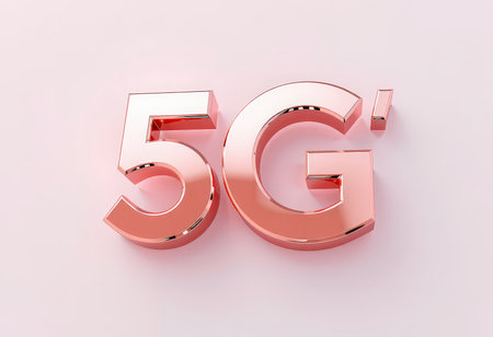 3d rendering of 5G sign on white background. High resolution image.の素材