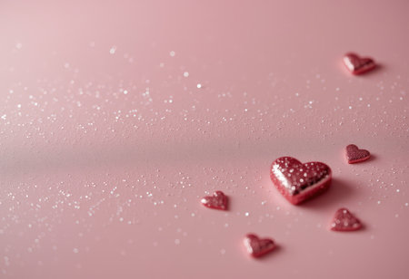 Valentine's day background with hearts on a pink background.の素材