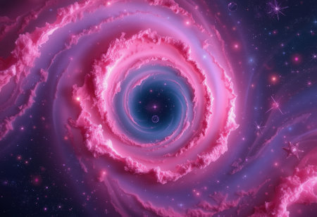 Fractal spiral. Fractal art background for creative design. Decoration for wallpaper, desktop, poster, cover booklet. Print for clothes, t-shirt. Creative illustration for designの素材