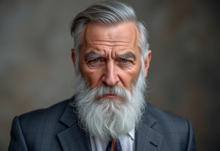 Portrait of an old man with a gray beard and mustache.の素材