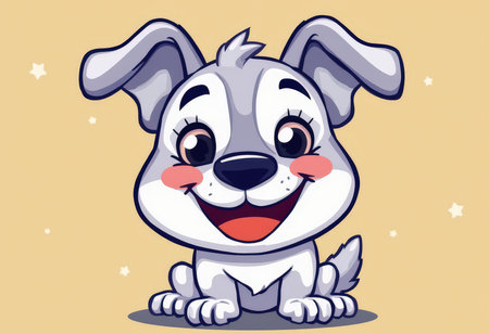 Cute cartoon dog. Vector illustration of a dog with big eyes.の素材