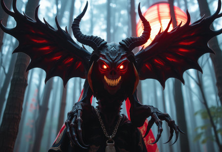 Devil in the forest. Halloween theme. 3D rendering.の素材