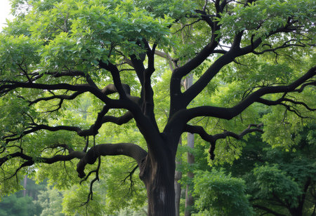 Trees in the park, close-up view of the branchesの素材