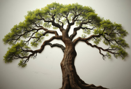 Bonsai tree on white background. 3D illustration. Vintage style.の素材