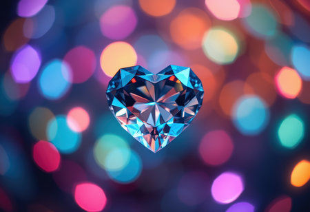 Heart shaped diamond on bokeh background, valentines day conceptの素材