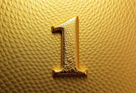 number 1 embossed on leather for graphic and web design.の素材