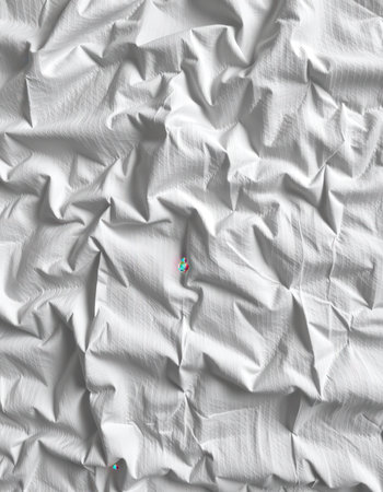 White crumpled paper texture background. Top view, flat lay.の素材