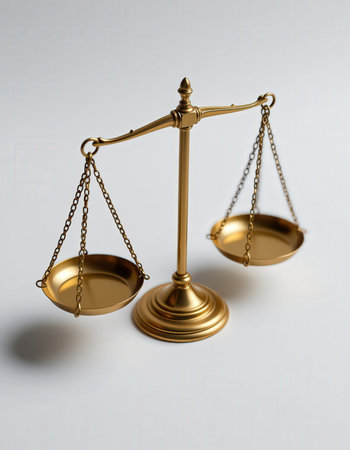 Scales of justice on a white background. 3d rendering.の素材