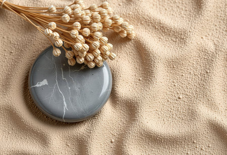 Beautiful spa composition on sand, closeup. Space for textの素材