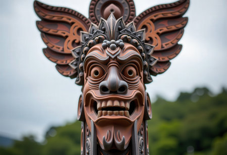 Totem pole in the park at Chiang Mai, Thailand.の素材