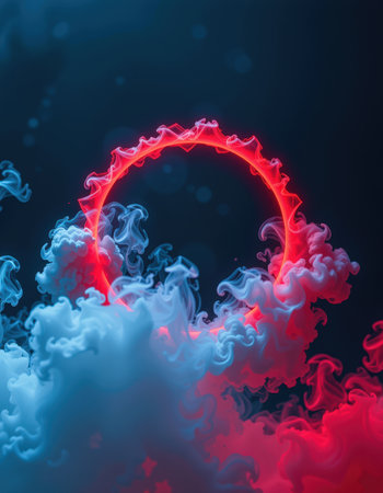Abstract background with red and blue smoke in the form of a circleの素材