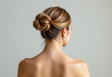 Portrait of a beautiful young woman with braid hairdoの素材