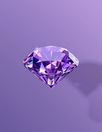 Luxury diamond on purple background. 3d rendering. Computer digital drawing.の素材