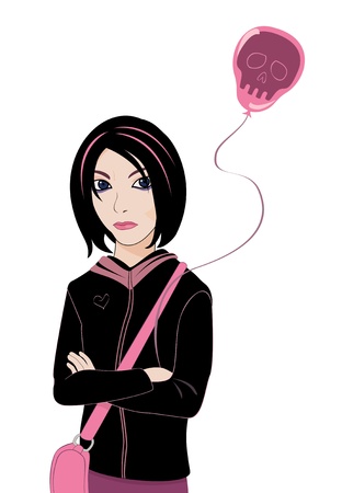 Vector illustration of a gloomy emo kid のイラスト素材