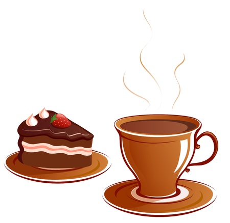 Vector illustration  a piece of cake and a cup のイラスト素材