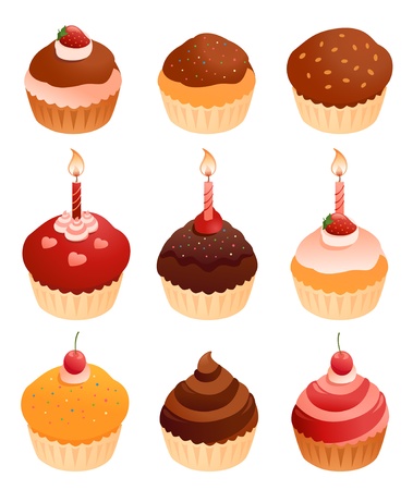 Vector cupcakes collection.のイラスト素材