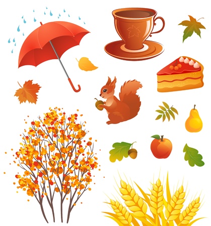 Vector illustration of autumn design elementsのイラスト素材