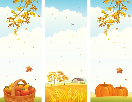 Vector banners with fall vertical landscapesのイラスト素材