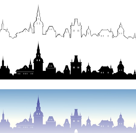Vector banners with an abstract old European townのイラスト素材