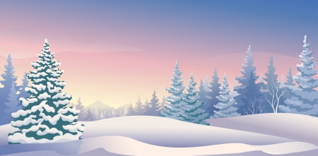 Vector illustration of a beautiful winter morning