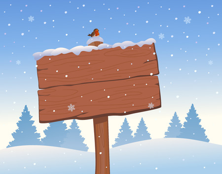 Vector illustration of a Christmas wooden signboard.のイラスト素材