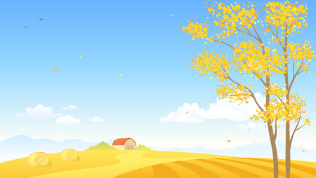 Vector cartoon illustration of an autumn backgroundのイラスト素材