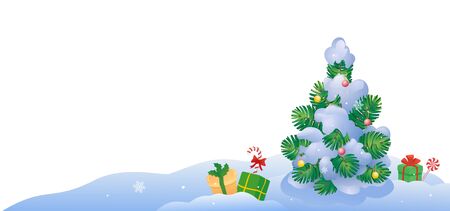 Vector illustration of a Christmas tree outdoorsのイラスト素材