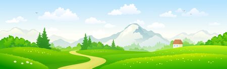 Mountain forest panoramic landscapeのイラスト素材