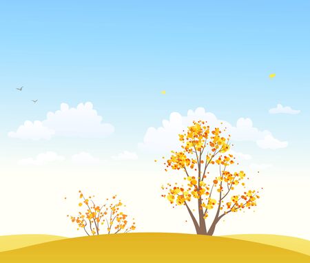 Vector abstract yellow trees and blue sky backgroundのイラスト素材