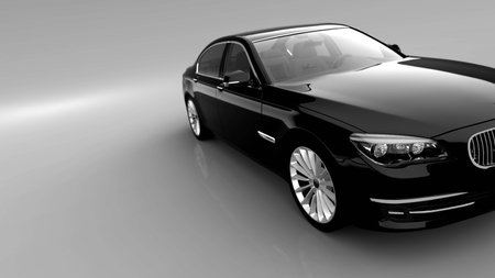 Black car - luxury, expensive vehicle for a vip standing in a showroom studioの写真素材