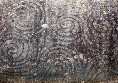 Detail of megalithic decorated stone, Newgrange, Irelandの写真素材