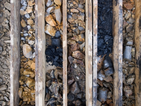 Detail of boxed core samples from diamond core drill