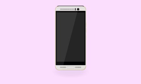 Illustrated flat vector smart phone icon on pink backgroundのイラスト素材