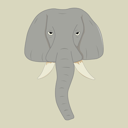 Illustrated flat gray elephant cartoonのイラスト素材