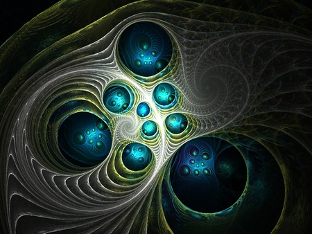 Beautiful abstract fractal in blue and greenの写真素材