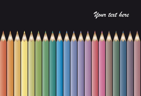 Set of coloured pencils on black backgroundのイラスト素材