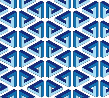 ornate blue seamless pattern with illusion triangle on white backgroundのイラスト素材