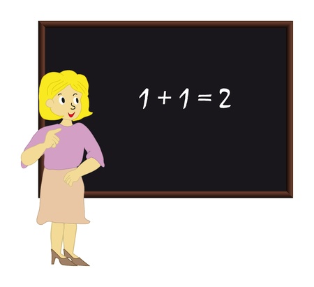 Vector teacher and black tableの写真素材