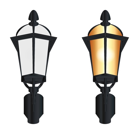 two street lamp on white backgroundのイラスト素材