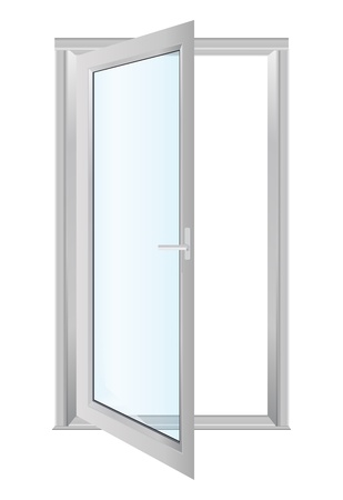 Open white doors with glass panelsのイラスト素材
