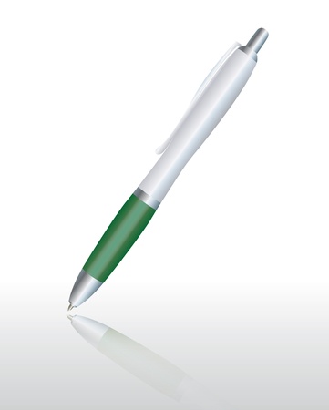 green and silver business fountain pen on white backgroundのイラスト素材