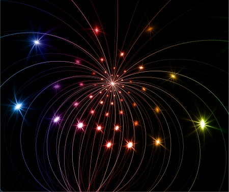 fireworks - abstract fractal on black backgroundの写真素材