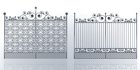 Wrought iron gate with swirlの写真素材