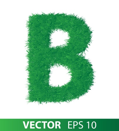 alphabet of green grass on white backgroundのイラスト素材