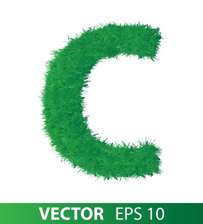 alphabet of green grass on white backgroundのイラスト素材