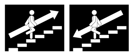 Man on Stairs going up and down symbolのイラスト素材